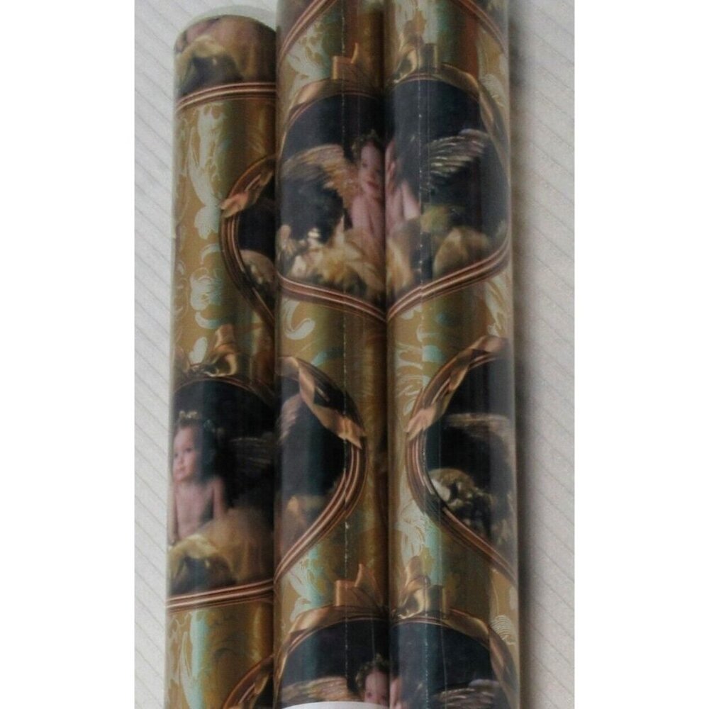 Vintage Current Baby Angels Rolled Gift Wrap Wrapping Paper Sealed NOS 3 Rolls